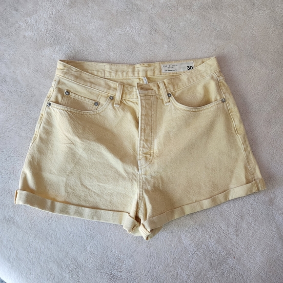 rag & bone Maya High-Rise Shorty Shorts, Women's Waist Size 30, EUC - Lemon Drop - Picture 11 of 11